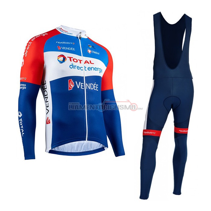 Abbigliamento Ciclismo Direct Energie Manica Lunga 2020 Rosso Blu